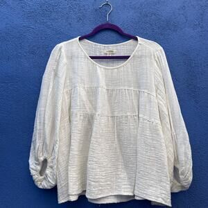 max studio tiered gauze cotton top